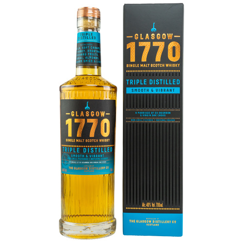 1770 Glasgow Single Malt Scotch Whisky - Triple Distilled Smooth - 700ml