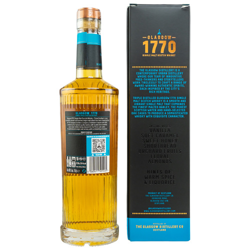 1770 Glasgow Single Malt Scotch Whisky - Triple Distilled Smooth - 700ml