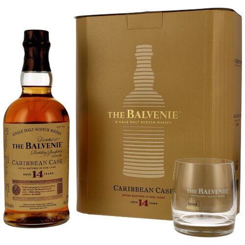 Balvenie 14 y.o. Caribbean Cask mit Glas (Tumbler)