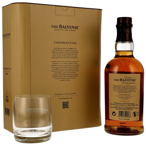 Balvenie 14 y.o. Caribbean Cask mit Glas (Tumbler)