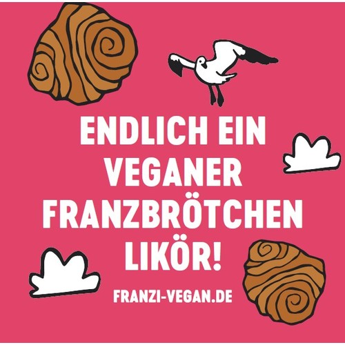 Franzi Vegan - Endlich ein veganer Franzbrötchenlikör - Sticker (300 Stk. pro Bund)