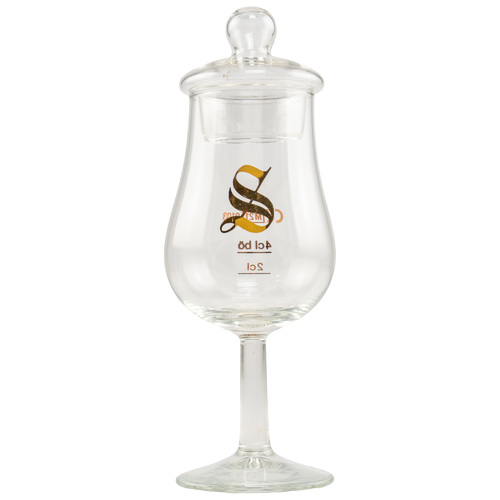 Signatory Tasting Glas Form Tulpe mit 2/4cl Eichstrich mit Aufdruck mit Deckel