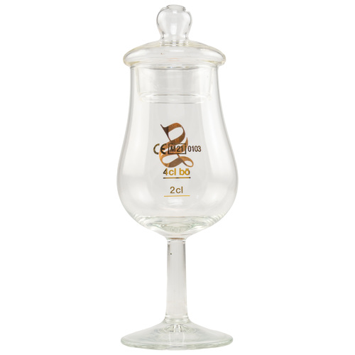 Signatory Tasting Glas Form Tulpe mit 2/4cl Eichstrich mit Aufdruck mit Deckel